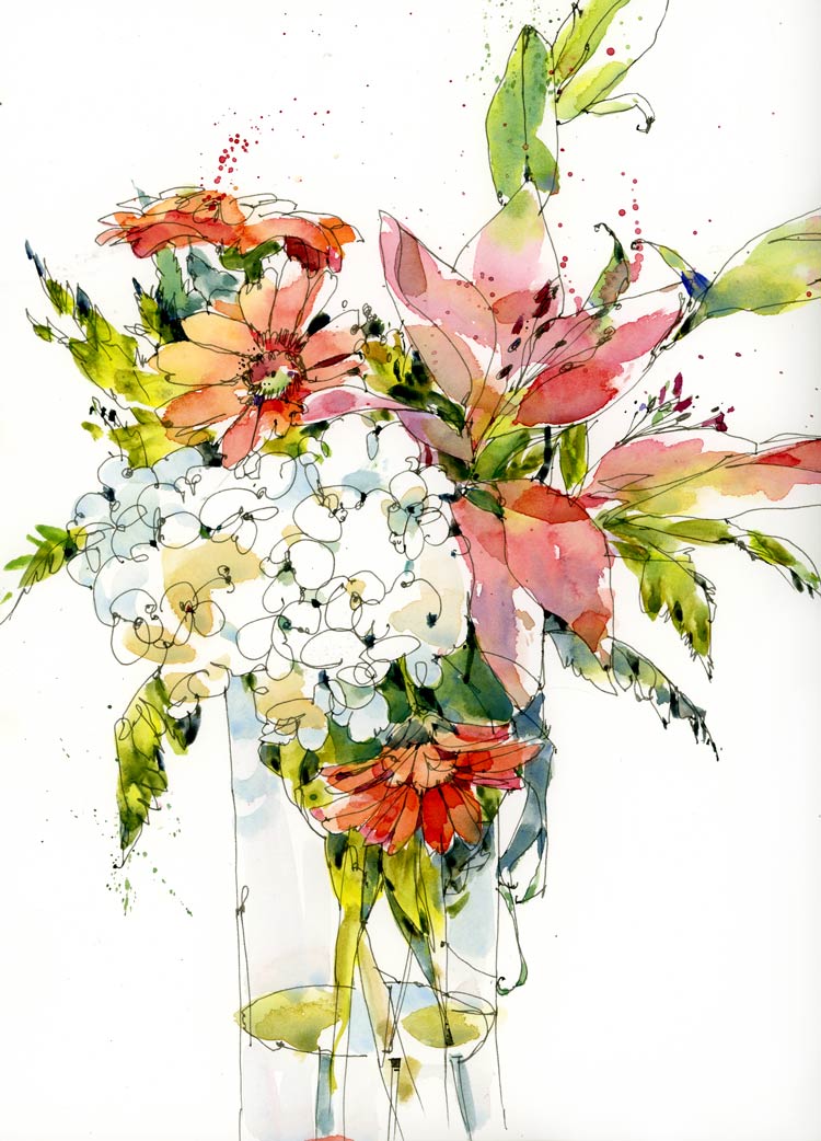 Line and wash flowers | Shari Blaukopf's Sketchbook